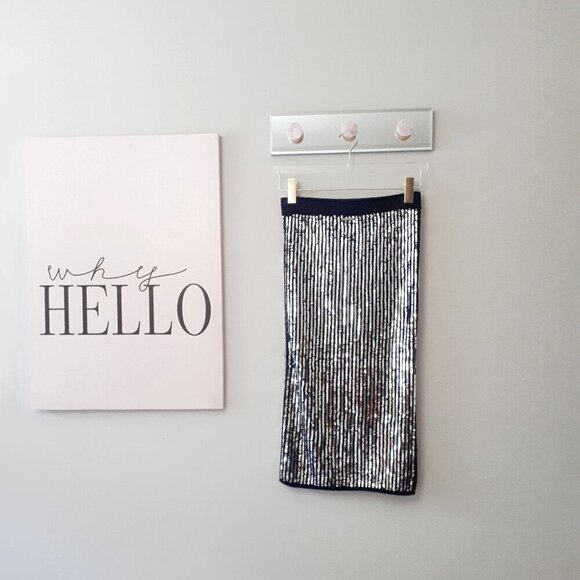 NWT MICHAEL Michael Kors black knit sequin pencil skirt, S - Picture 6 of 9